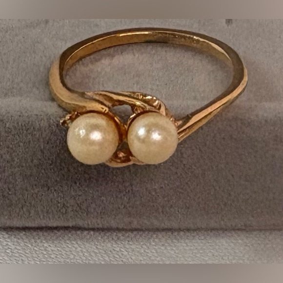 Elegant Vintage 18K HGL Gold Pearl Ring - Picture 3 of 3